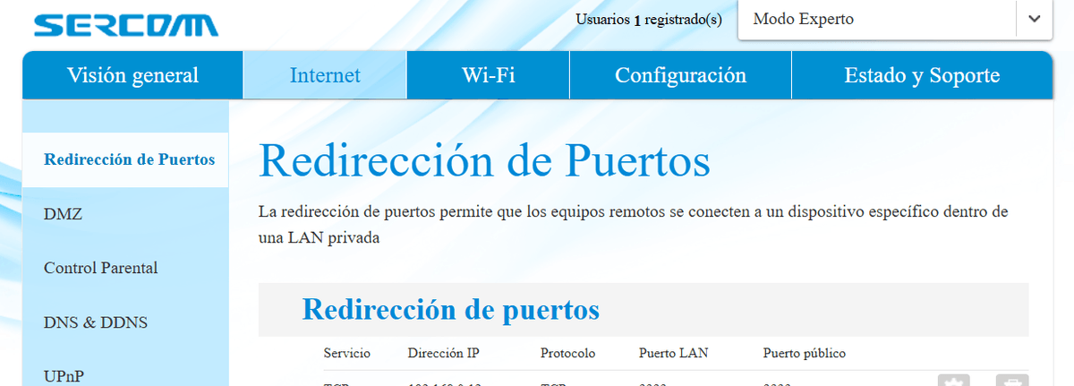Reenvío de puertos en Windows